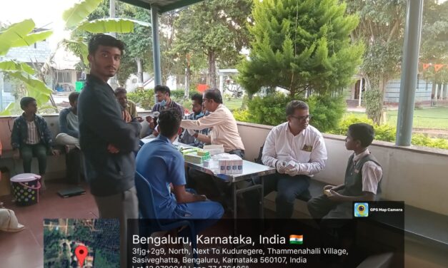 Scabies Health Screening Camp for the students at Dhanvanthari Sri Narayana Samskruti Bhavana and Goshale, Sri Adhichunchana, Kuduregere, Bangalore