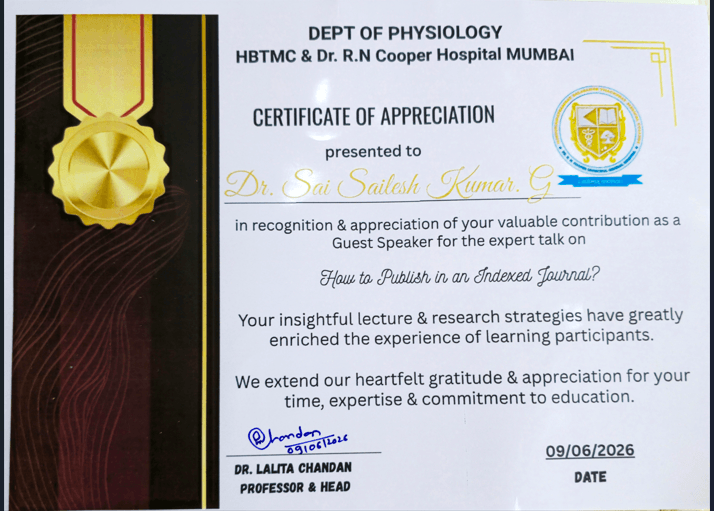 Department of Physiology Organizes Guest Lecture on Publishing in Indexed Journals