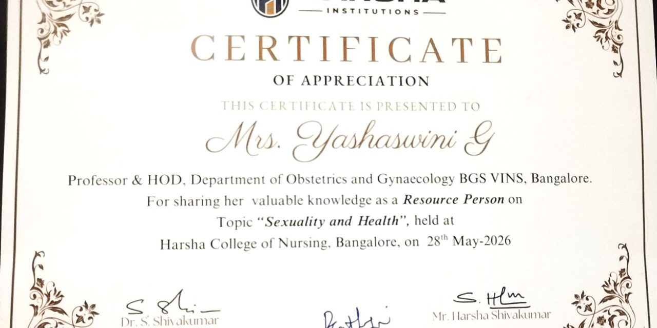 BGS Vijnatham Institute of Nursing Science Faculty Delivers Expert Lecture on Sexuality and Health at Harsha College of Nursing