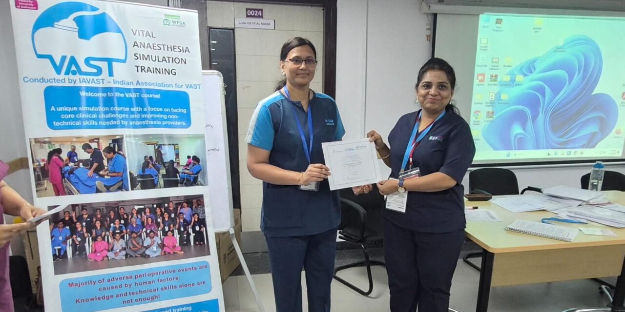 Dr. Renuka R Represents BGS Medical College & Hospital as Facilitator at WFSA-Endorsed Vital Anaesthesia Simulation Training