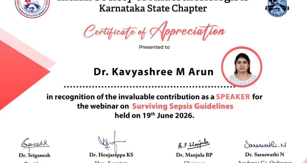ISA Karnataka State Chapter Webinar on Early Recognition and Evidence-Based Management of Sepsis