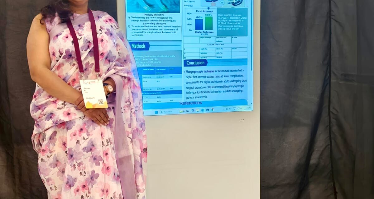Dr. Renuka R Represents the Institution at the 19th World Congress of Anaesthesiologists, Morocco