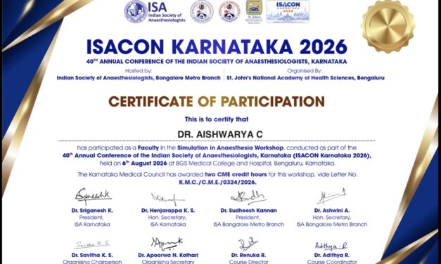 Dr. Ramesh R., Dr. Sandya Rani D. C. & Dr. Aishwarya V. Represent BGS MCH at ISACON Karnataka 2026 in Bengaluru