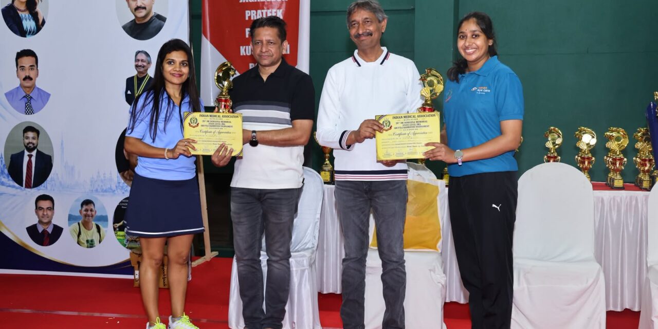 Dr. Jyothi & Dr. Aditi Gaonkar from BGS MCH – Medical Professionals Showcase Athletic Excellence at IMA State-Level Badminton Tournament