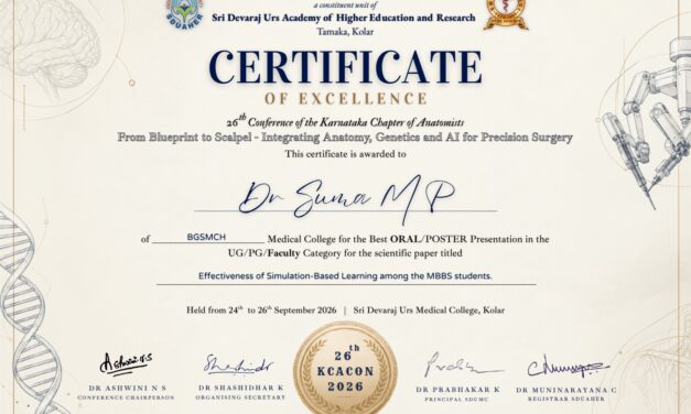 Dr. Suma M. P. of BGS Medical College and Hospital Wins Best Oral Presentation Award at KCACON 2026